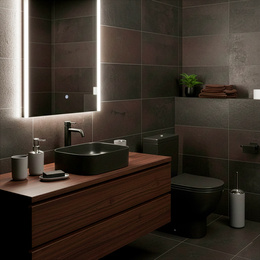 Zestaw łazienkowy 6w1 akcesoria do wc łazienki loft szczotka kubki kosz dozownik szary