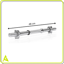 Gryf krótki 48 cm do hantli z zaciskami śr. 28 mm gwintowany, stal chromowana
