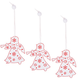 Świąteczne zawieszki 6,5cm drewniane aniołki zestaw 3 szt. biały