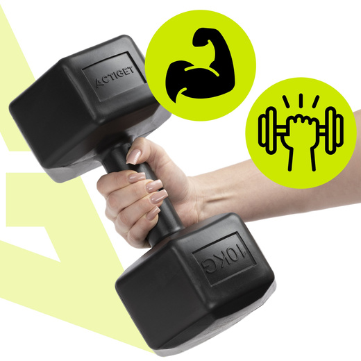 Ciężarki 2x10 kg hexagonalne do ćwiczeń fitness hantle zestaw 2 szt. czarne