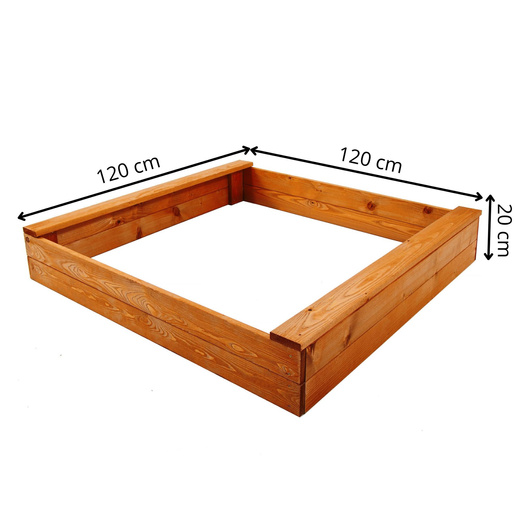 Piaskownica drewniana 120x120 cm impregnowana, z otworami montażowymi