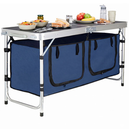 Stolik turystyczny, kempingowy 120x47x55 cm z organizerem, składany stół piknikowy, ogrodowy