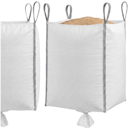Big Bag worek z lejem 1000 kg mocny na gruz 160x90x90 cm kontener z uchwytami biały