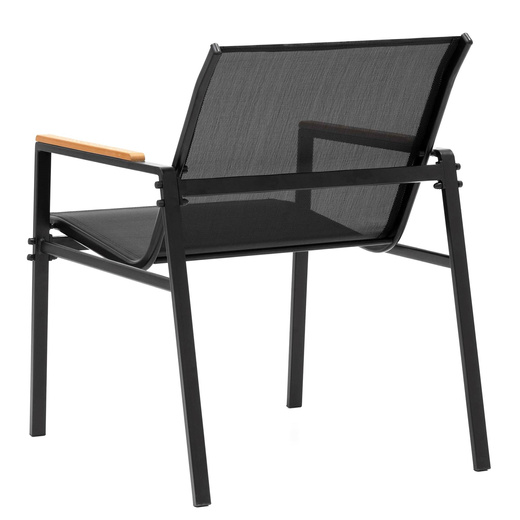 Meble ogrodowe, zestaw dla 4 osób sofa, krzesła, stolik metalowe, czarne