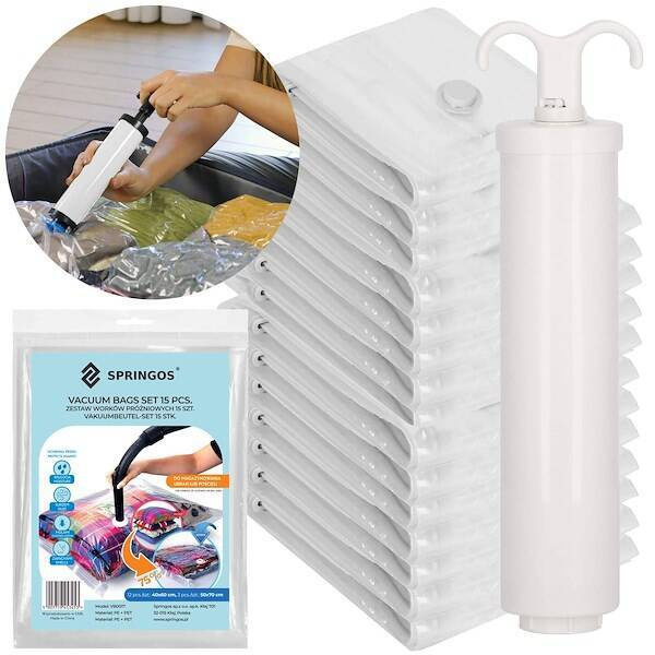 Worki próżnioe 15 szt. + pompka, pokrowce na ubrania 2 rozmiary