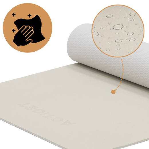 Mata do jogi, ćwiczeń fitness 183x61 cm antypoślizgowa, materac do stretchingu, jasny beż