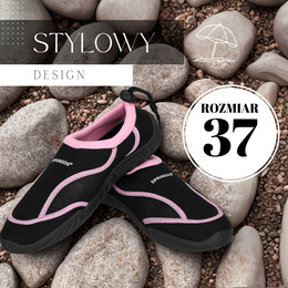 Buty do wody damskie rozm. 37 szybkoschnące buty na plażę, do pływania czarno-różowe