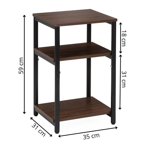 Szafka nocna, stolik z półkami do sypialni 35x31x59 cm nakastnik, ciemnobrązowy
