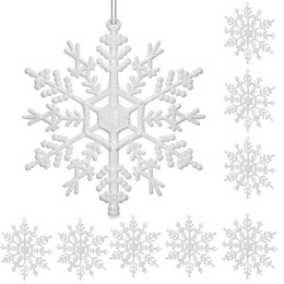 Zawieszka na choinkę śnieżynki 3 szt. ozdoba świąteczna 12 cm biały brokat