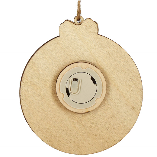 Zawieszka choinkowa bałwan świecąca ozdoba świąteczna drewniana na baterię