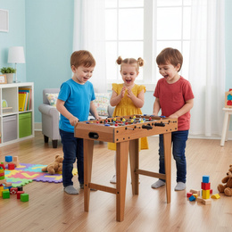 Stół piłkarski z uchwytami, drewniany 69x35 cm piłkarzyki, gra dla dzieci