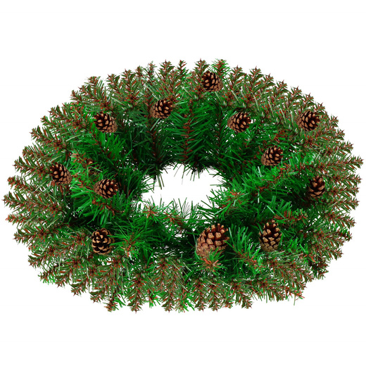 Wieniec świąteczny, wianek na drzwi 45 cm sztuczny stroik z szyszkami, zielony