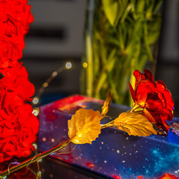 Wieczna róża 25 cm świecąca ozdoba LED prezent kwiat czerwony