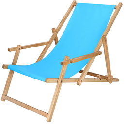 Leżak ogrodowy, drewniany z 3-stopniową regulacją, plażowy, balkonowy niebieski