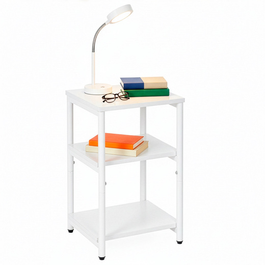 Szafka nocna, stolik z półkami do sypialni 35x31x59 cm nakastnik, biały