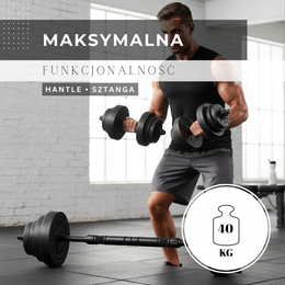 Hantle 2x20 kg do ćwiczeń regulowane 40 kg zestaw obciążeń gryf do treningu siłowego