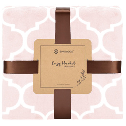 Narzuta na łóżko, pled 150x200 cm, koc na kanapę różowy marokańska koniczyna