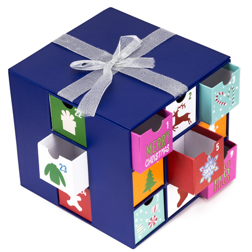 Pudełkowy kalendarz adwentowy z szufladkami 24 szt. do uzupełnienia, dekoracja świąteczna