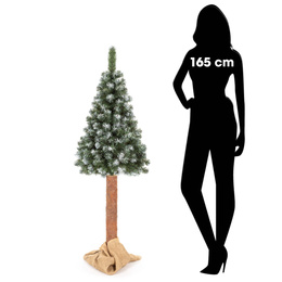 Choinka sztuczna na pniu 140 cm sosna diamentowa, ośnieżona, jak żywa