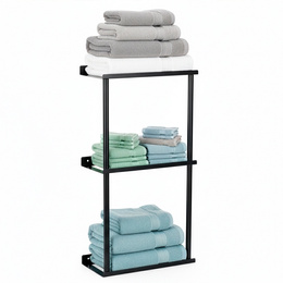 Wieszak łazienkowy na ręczniki, ścienny trzypoziomowy, czarny