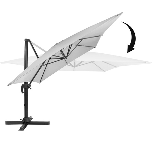 Parasol ogrodowy XXL na wysięgniku 500 cm z pokrowcem na balkon, taras jasnoszary