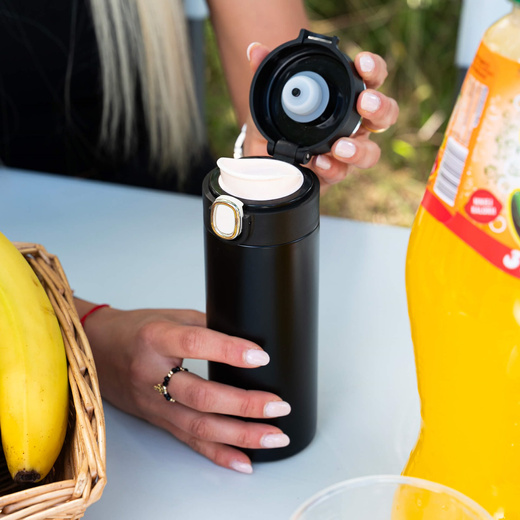 Kubek termiczny 420 ml ze stali nierdzewnej na kawę herbatę, z wyświetlaczem temp. czarny