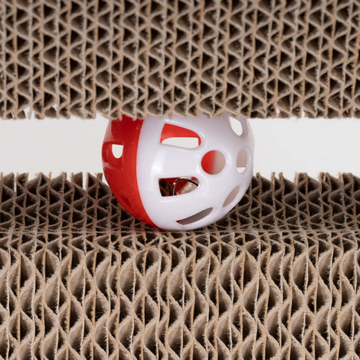 Drapak dla kota, karton do drapania z kocimiętką, legowisko z tektury, piłeczka z dzwoneczkiem