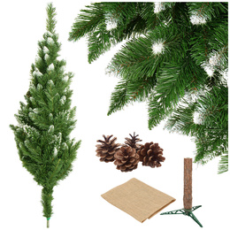 Choinka na pniu 220 cm sztuczna sosna diamentowa ośnieżona premium ze stojakiem i jutą