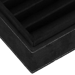 Szkatułka na biżuterię 26x26x9 cm czarny, welurowy organizer z przegródkami