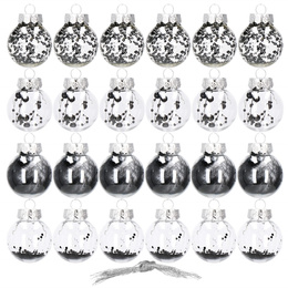 Bombki choinkowe przeźroczyste 24 szt. czarny 5cm zestaw choinkowy