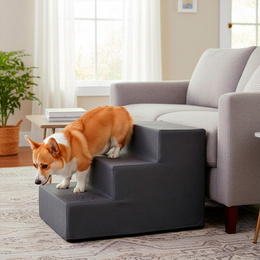 Schodki dla psa 30 cm podest, rampa 3 stopniowa, ciemnoszara