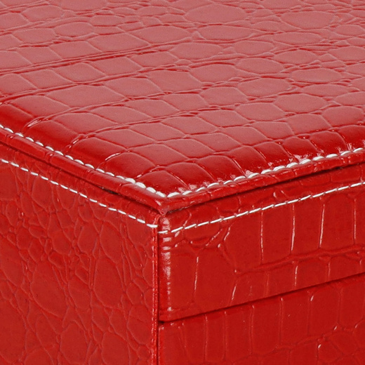 Szkatułka na biżuterię ekoskóra 26x26x8,5 cm czerwony organizer z przegródkami