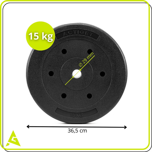 Obciążenie bitumiczne 15 kg talerz kompozytowy 29 mm krążek do sztangi hantli