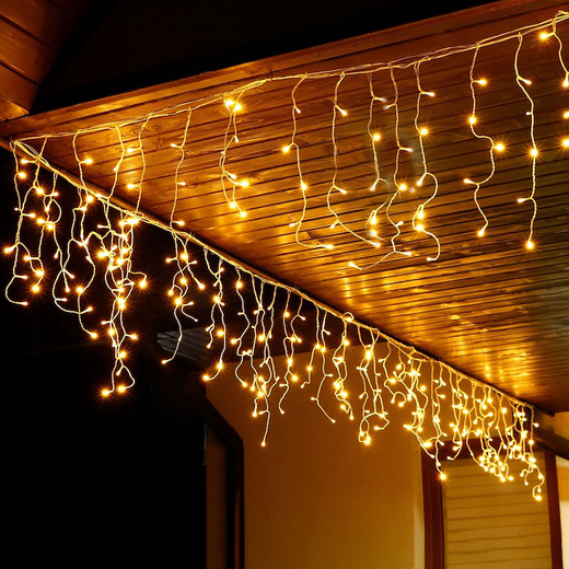 Kurtyna świetlna z pilotem 500 led girlanda, lampki wewnętrzno-zewnętrzne 22,5 m sople ciepły biały