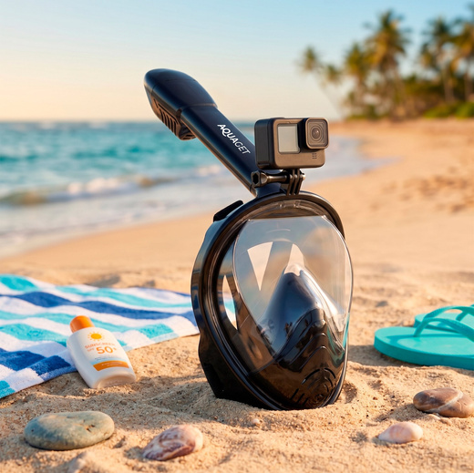Maska do nurkowania L/XL pełnotwarzowa, z rurką, AntiFog, DryTop do snorkelingu regulowana