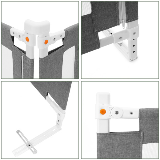 Barierka ochronna do łóżka 160 cm zabezpieczająca uniwersalna dla dzieci składana szara