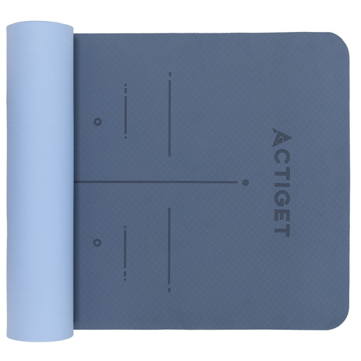 Mata do ćwiczeń 183x61 cm antypoślizgowa TPE do jogi, stretchingu z uchwytem niebieska