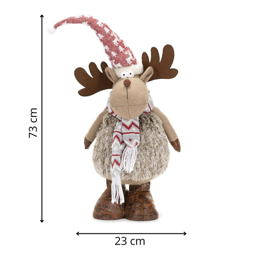 Świąteczny renifer 73 cm ozdoba pod choinkę figurka dekoracja bożonarodzeniowa