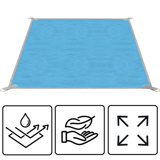 Koc plażowy sand free 200x200 cm mata plażowa dwuwarstwowa niebieska