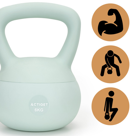 Kettlebell miękki 6 kg kula odważnik hantla ciężar do ćwiczeń fitness, turkusowy