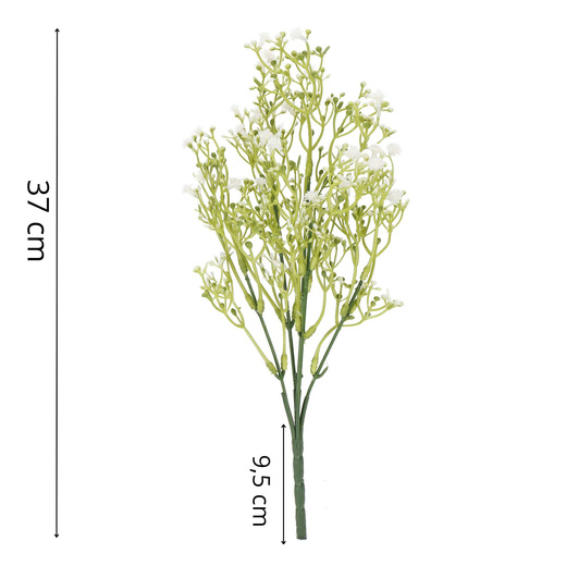 Sztuczna gipsówka 5 gałązek zielony bukiet z białymi kwiatami dekoracyjny 37 cm