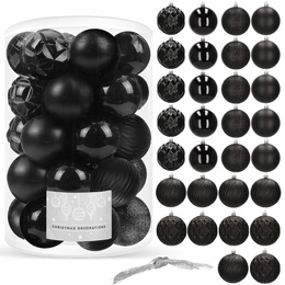 Bombki choinkowe 30 szt. czarny 8cm zestaw choinkowy