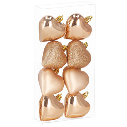 Bombki choinkowe 8 szt. ozdoby świąteczne 7 cm serca, rose gold
