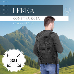Plecak trekkingowy, turystyczny 35 l wojskowy czarny