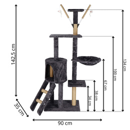 Drapak dla kota sizal 6-poziomowy słupek z domkiem i zabawkami 142,5 cm