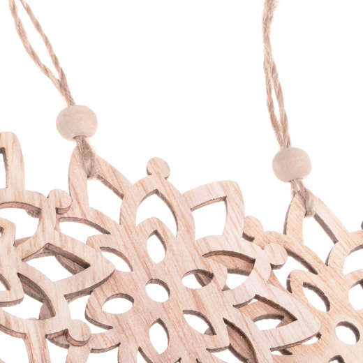 Ozdoba choinkowa 7cm drewniana, świąteczna zawieszka kwiaty zestaw 6 szt.