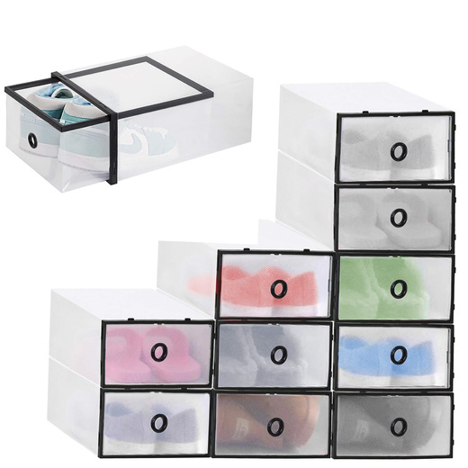 Pudełko na buty z szufladą 35x23x12 cm biały organizer zestaw 10 szt.