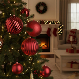 Bombki choinkowe 3 szt. duże ozdoby świąteczne 20,5 cm brokat czerwone