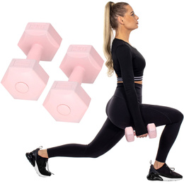 Ciężarki 2kg hexagonalne do ćwiczeń fitness hantle zestaw 2 szt. różowe
