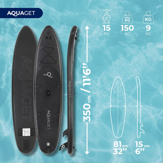 Deska pompowana do pływania SUP 350 cm paddleboard komplet z wiosłem i wyposażeniem 